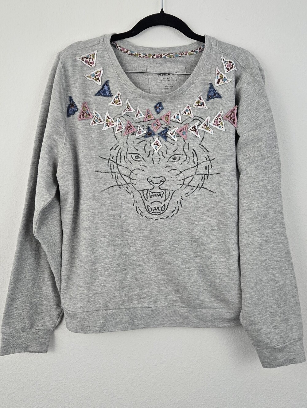 Gray Anthropologie Luna Mercantille Tiger Sweatshirt